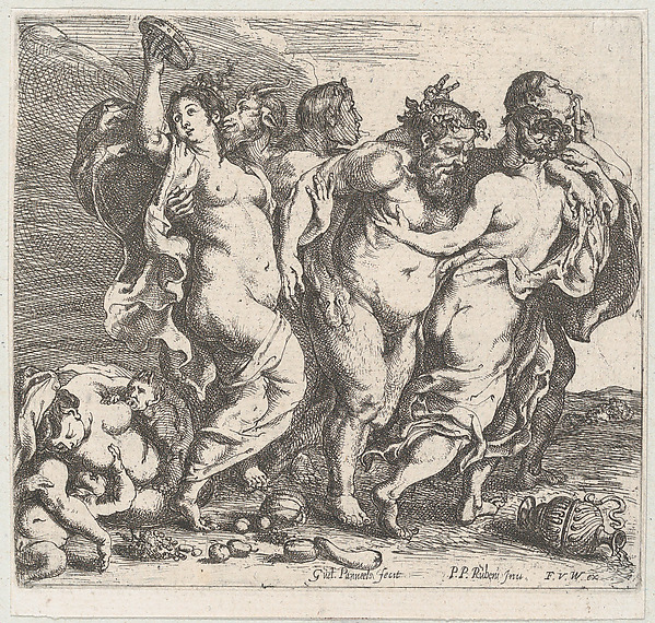 The drunken Silenus, accompanied by nymphs and satyrs