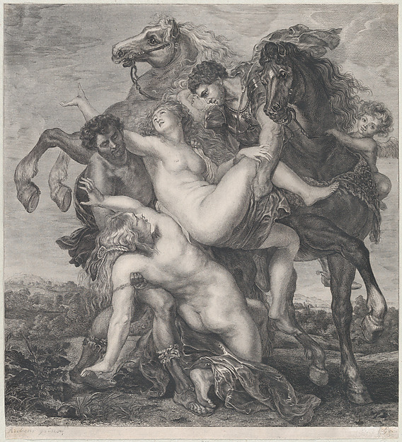 Phoebe and Hilaeria, the daughters of Leucippus, being abducted by Castor and Pollux