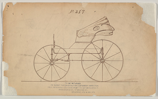 Design for Road Wagon with Folding Top, no. 287 by Brewster & Co., The Metropolitan Museum of Art