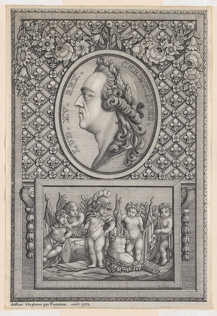 Portrait Medallion of King Louis XV set in a Decorative Frame with a Relief