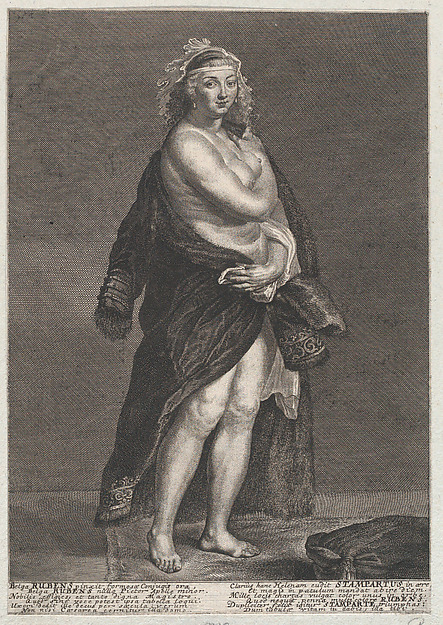 Portrait of Helena Fourment, Rubens' second wife, wearing a fur coat over her shoulders