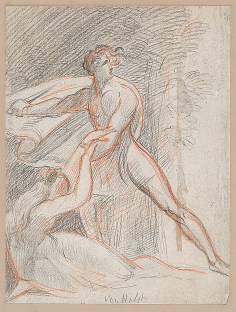Man Holding a Dagger Next to a Reclining Woman