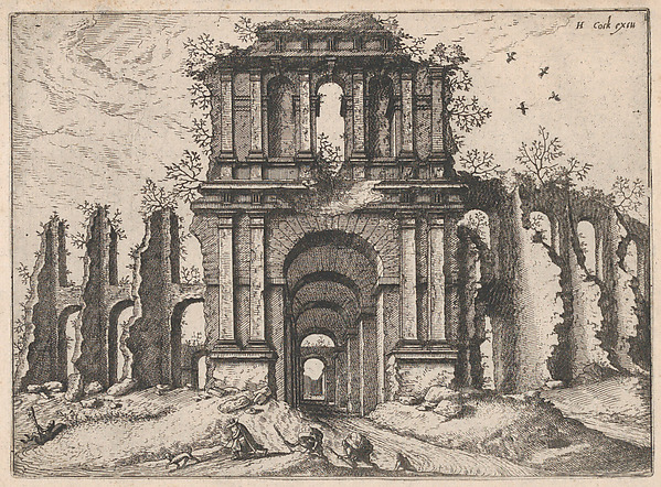 Two Story Entrance Flanked by Coupled Pilasters, from "Roman Ruins and Buildings"