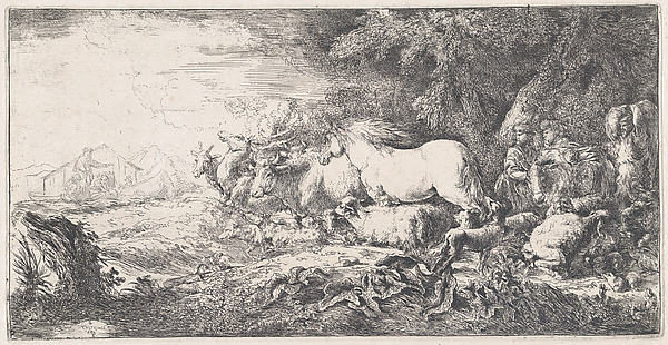 Noah and the animals entering the ark by Giovanni Benedetto Castiglione (Il Grechetto)