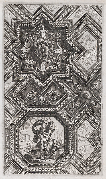 Ceiling Design, plate 39 from "Curieuses recherches de plusieurs beaus morceaus d'ornemens antiques et modernes..."
