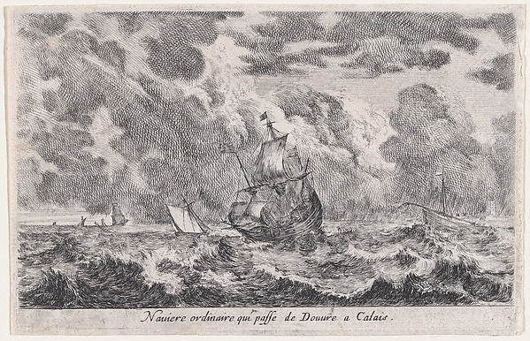 A ship travelling between Dover and Calais, from "Views of seaports" (Vues de ports de mar)