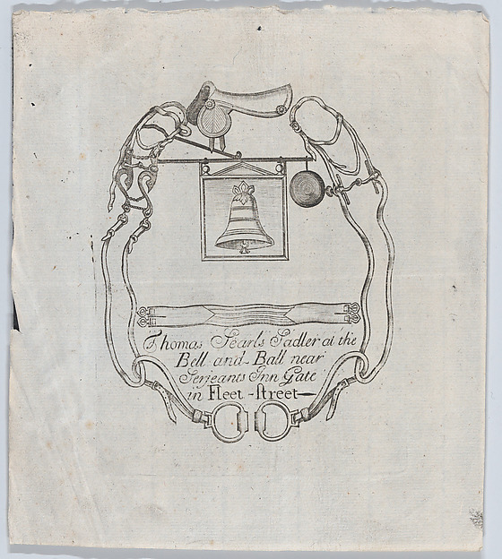 Trade Card of Thomas Searls, Sadler at the Bell and Ball, Fleet Street