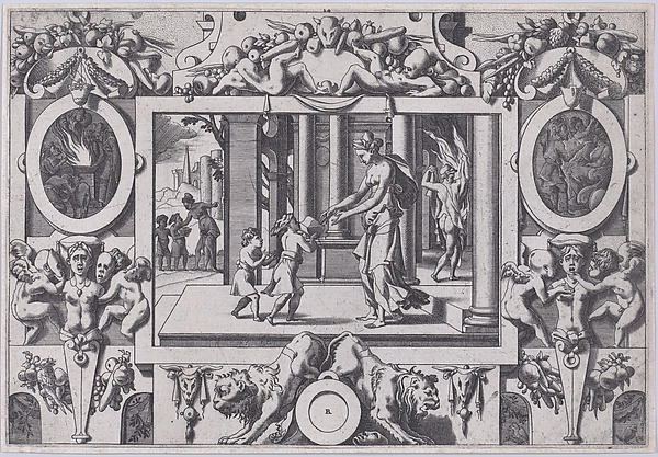 The Children of Medea and Jason Give Creusa the Fatal Present (Par ses deux fils à l'épouse nouvelle envoyé en don la couronne mortelle...), from "Jason and the Golden Fleece"