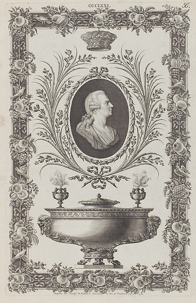 Portrait of the Duke of Northumberland,  Vase and Ornamental Frame, no. CCCLXXI, plate 56 from "Designs for Various Ornaments"