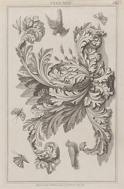 Acanthus Leaves, Birds and Insects, no. CCCLXXII, plate 57 from "Designs for Various Ornaments"