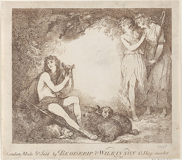 Apollo, Lyra and Daphne (Trade card illustrating "Marian, an Opera") by Thomas Rowlandson, The Metropolitan Museum of Art