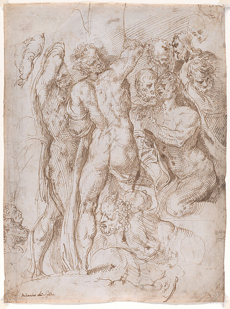Study for Raising Lazarus ? (recto); Two Standing Men (verso) by Stefano dall' Arzere