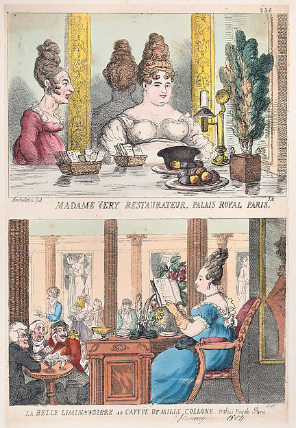Madame Very Restauranteur, Palais Royal Paris and La Belle Liminaudiere au Caffee De Mille Collone, Palais Royale Paris