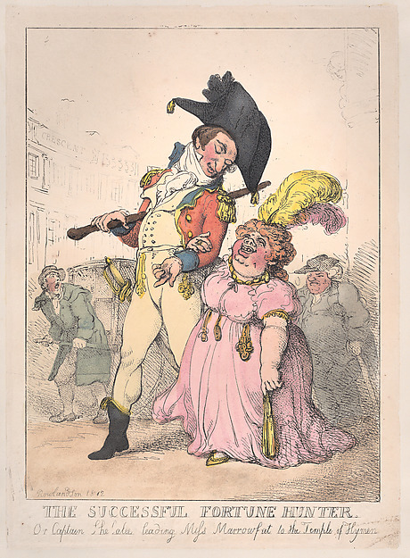 The Successful Fortune Hunter, or Captain Shelalee Leading Miss Marrowfat to the Temple of Hymen