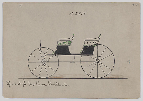 Design for 2 seat Side Bar Phaeton or Wagon (?), no top, no. 3978 by Brewster & Co., The Metropolitan Museum of Art
