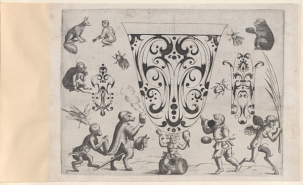 Blackwork Designs with Birds and Insects, Plate 7 from a Series of Blackwork Ornaments combined with Figures, Birds, Animals and Flowers
