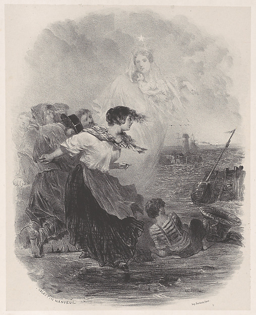 Woman by the Sea with the Madonna, Pointing to a Ship by Célestin Nanteuil