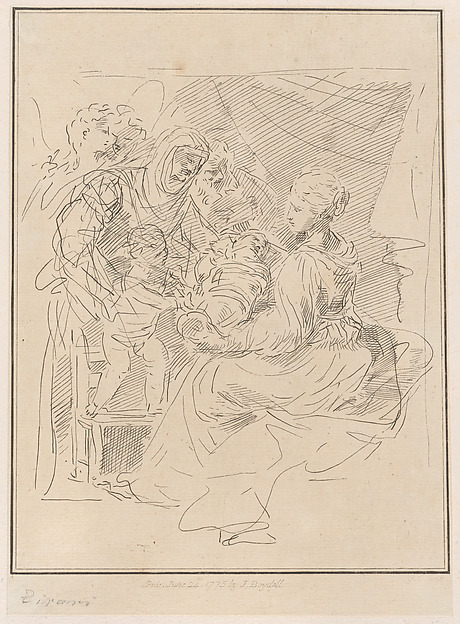 The Holy Family with the infant Saint John the Baptist, and other saints and angels by Giuseppe Canale