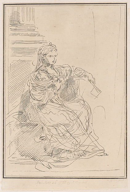 Seated woman holding a fan