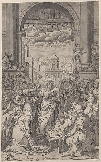Christ raising the son of the widow outside the gate of the city of Naim by Aliprando Caprioli