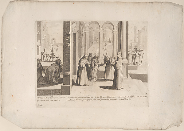 Episode 22: Saint Bernardino heals a boy with a facial sore; Episode 23: The people make daily supplication to Saint Bernardino; Episod e24: Saint Bernardino cures a diseased woman, from "The Life of Saint Bernardino of Siena"