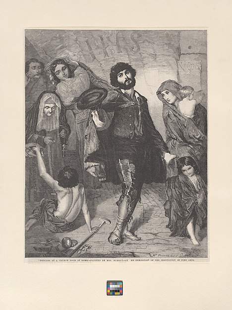 Beggars at a Church Door at Rome, from "Illustrated London News"