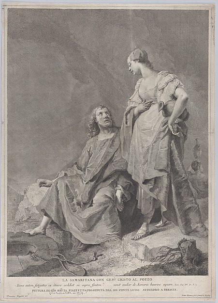Christ and the woman of Samaria at the well, from the series of 112 prints of the sacred history, after the painting by Giovanni Battista Piazzetta by Pietro Monaco