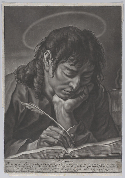 Saint John the Evangelist; head and shoulders, writing with a quill by Johann Lorenz Haid