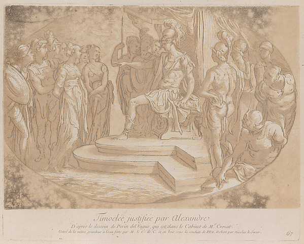 Anne Claude Philippe de Tubières, comte de Caylus, Alexander the Great freeing Timoclea; from 'Recueil d'estampes d'après les plus beaux tableaux et d'après les plus beaux desseins qui sont en France, Cabinet Crozat'