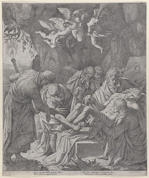 Christ being laid into the sepulcher as the Virgin stands weeping behind by Pasquale Ottino (Pasqualotto)