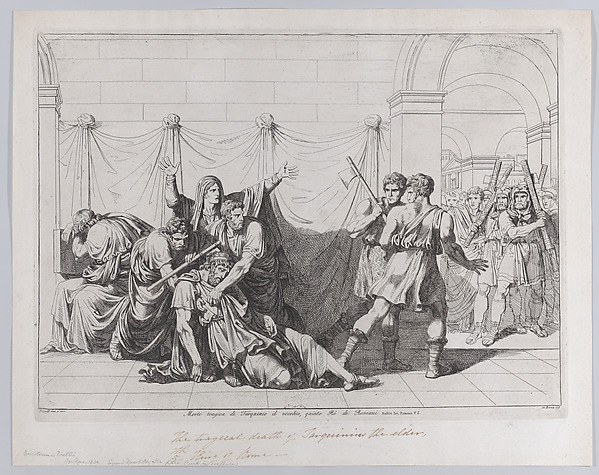 Plate 14: The Tragic Death of Tarquin the Elder; from volume I of Rollin's 'Istoria Romana'