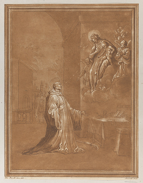 Madonna and child appearing before a kneeling saint, after Bernardino Poccetti by Andrea Scacciati