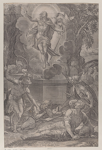 The Resurrection of Christ, with soldiers awakening before the tomb by Martino Rota