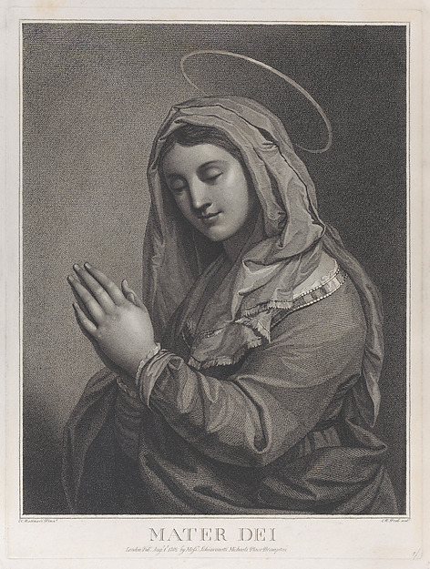 Mater Dei, the Virgin in prayer towards the left
