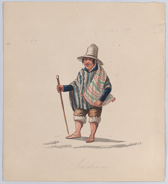 A Peruvian man, from a group of drawings depicting Peruvian dress