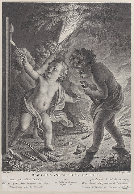 Celebrating Peace (Réjouissances pour la paix), three putti with fireworks