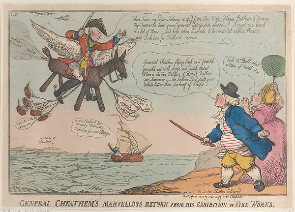 General Cheathem's Marvellous Return from His Exhibition of Fire Works