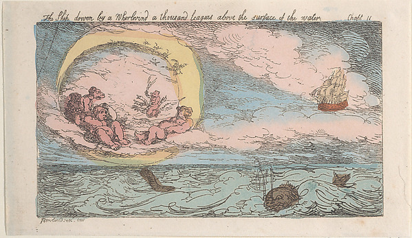 The Ship, driven by a Whirlwind, a thousand leagues above the surface of the water