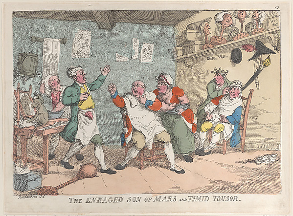 The Enraged Son of Mars and Timid Tonsor by Thomas Rowlandson, The Metropolitan Museum of Art