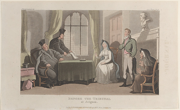 Frontispiece: Before the Tribunal at Avignon, from "Journal of Sentimental Travels in the Southern Provinces of France, Shortly Before the Revolution"
