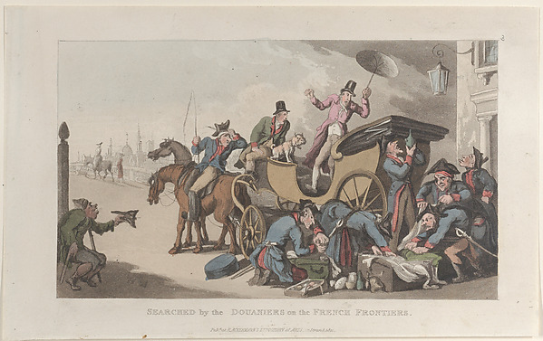 Searched by the Douaniers on the French Frontiers, from "Journal of Sentimental Travels in the Southern Provinces of France, Shortly Before the Revolution"