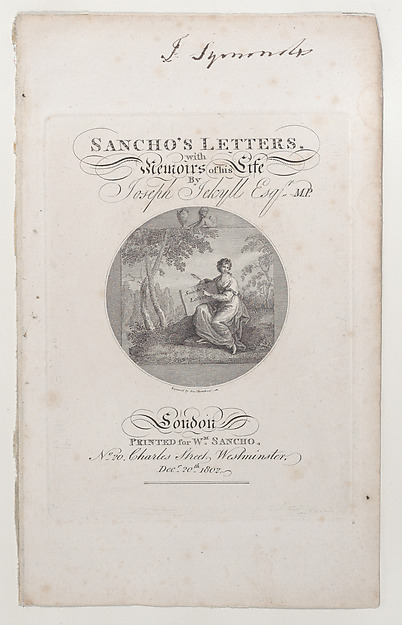Title Page, "Sancho's Letters, with Memoirs of his Life," by Joseph Jekyll, Esq., M.P.