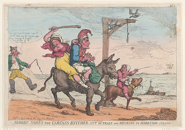 Bloody Boney the Carcass Butcher Left of Trade and Retiring to Scarecrow Island by Thomas Rowlandson, The Metropolitan Museum of Art