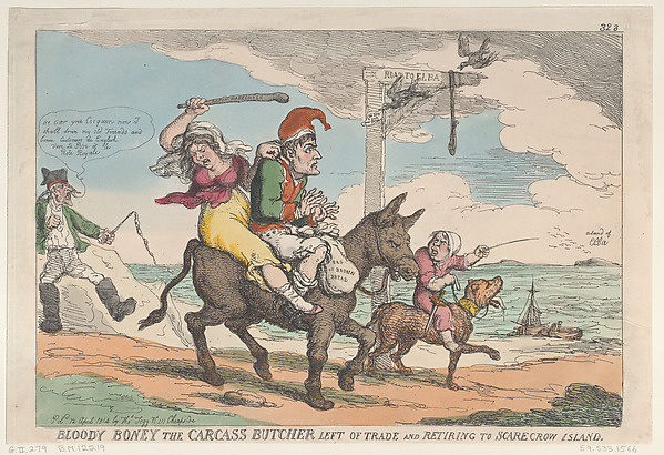 Bloody Boney the Carcass Butcher Left of Trade and Retiring to Scarecrow Island by Thomas Rowlandson, The Metropolitan Museum of Art