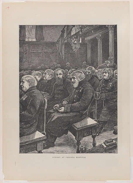 Sunday at Chelsea Hospital, from "The Graphic," vol. 3