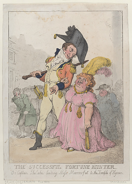 The Successful Fortune Hunter, or Captain Shelalee Leading Miss Marrowfat to the Temple of Hymen