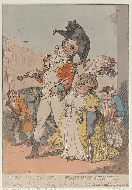 The Successful Fortune Hunter, or Captain Shelalee Leading Miss Marrowfat to the Temple of Hymen