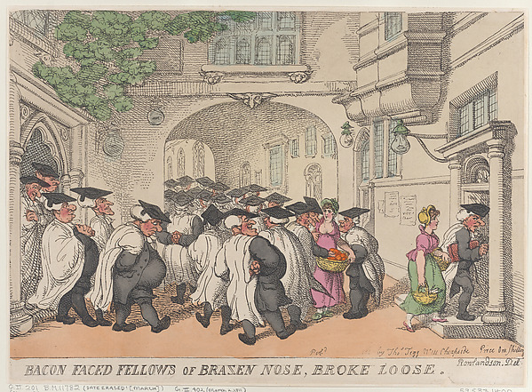 Bacon Faced Fellows of Brazen Nose, Broke Loose by Thomas Rowlandson, The Metropolitan Museum of Art
