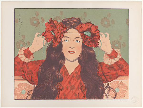 Woman with poppies, from "L'Estampe Moderne"