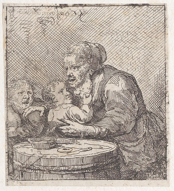 Old woman and two infants